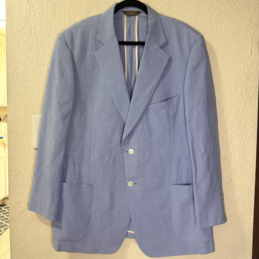 Paul Stuart 45R Stuart III Silk Linen Unlined Sport Coat Light Blue SummerBlazer